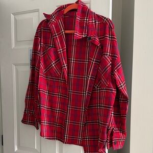 Pink Lily Red Plaid shacket